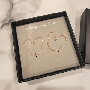 NEW - Disney x Baublebar Gold Mickey Mouse Hoop Earrings